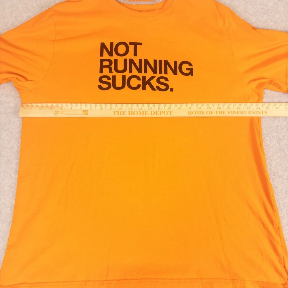 Nike Mens Not Running Sucks Graphic T-Shirt Orange XXL Regular Fit Short Sleeve